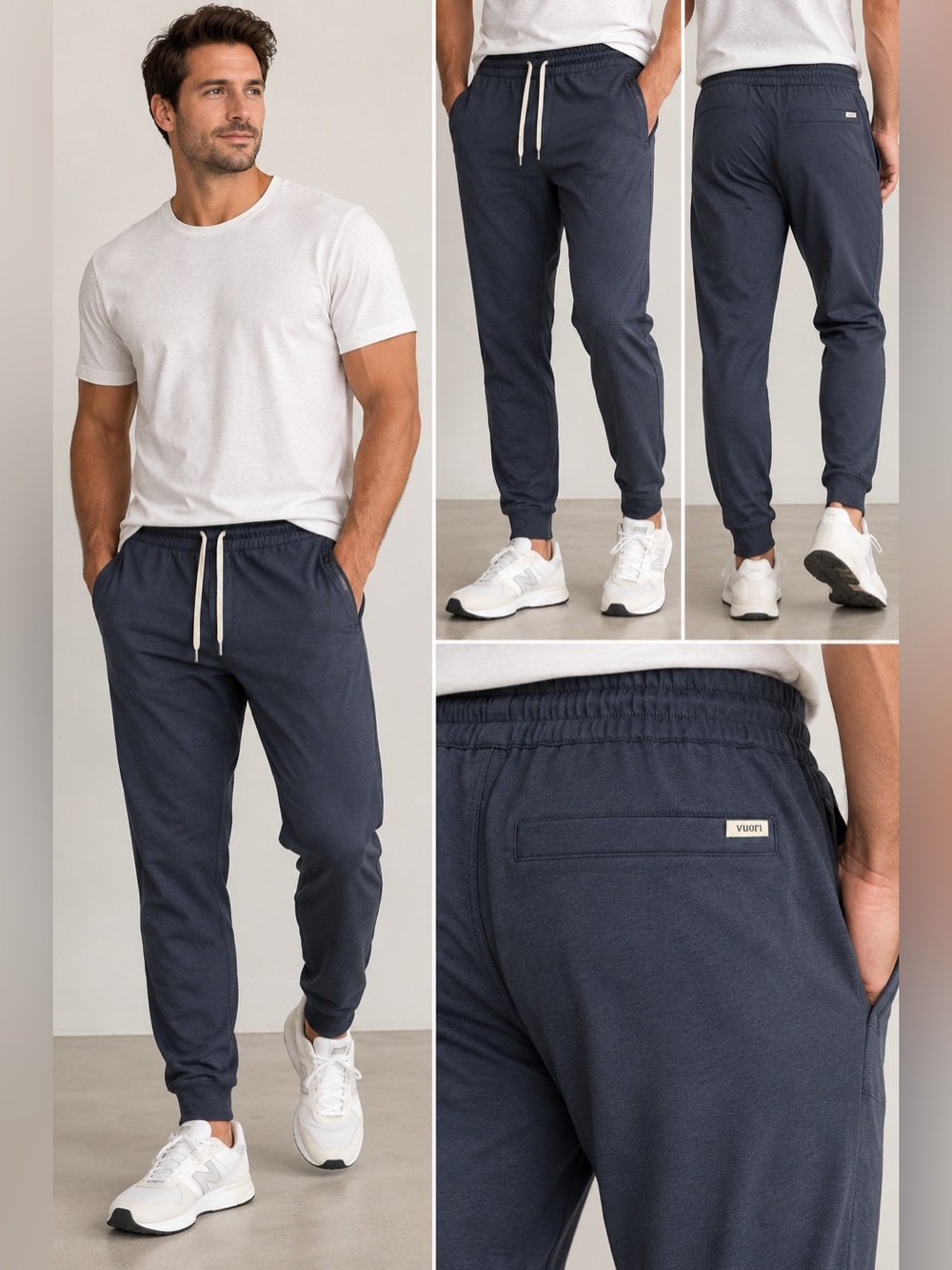 Vuori Ponto Performance Jogger Men's Large Blue Pants Drawstring Soft Gym A425